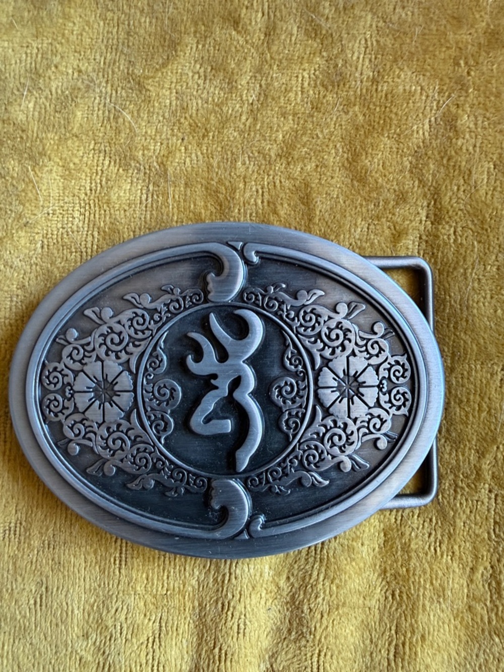 Browning Antique Silver Oval Embossed Buckle